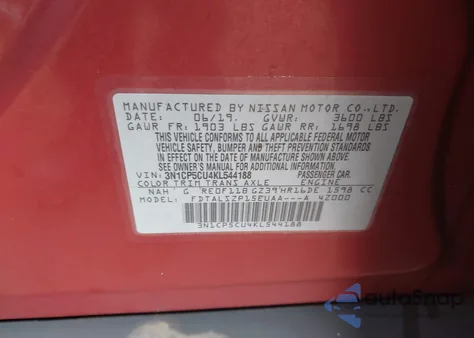 2019 Nissan Kicks Sv from USA, damaged, VIN 3N1CP5CU4KL544188